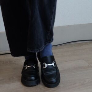 Bamboo Women Bit Loafer Platform Lug Sole Chunky Heel Shoes